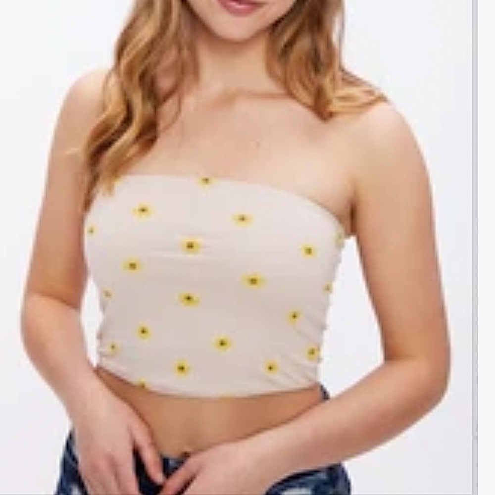 Sunflower neutral 90s inspired tube top